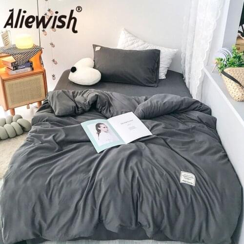Modern Solid Plaid Color Duvet Cover Pillowcase Sanding Lattice Bedding Set Bed Sheet Single Double Queen King Size Bedclothes
