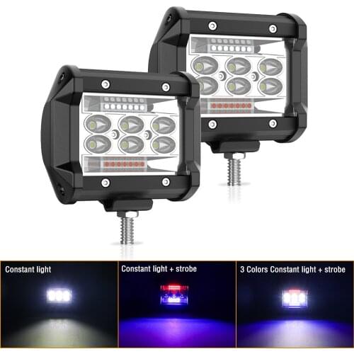 3.7Inch LED Work Lights Car Light Bar Spotlight Strobe Police Light Rescue auxiliary Warning lamp 12V For Truck Boat Motorcycle