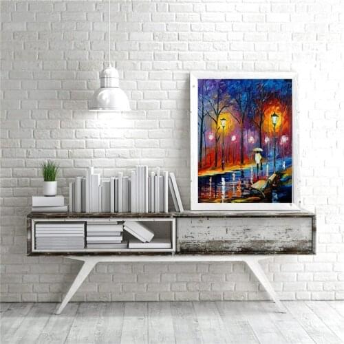 Warm Winter Character Scene Map Rainy Day Night Scene Abstract HD Poster Picture Home Decoration Canvas Oil Painting Living Room