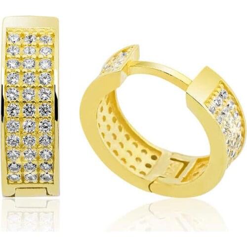 Tevuli 925 Sterling Silver Gold Row Stone Ring Earrings