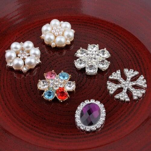 30PCS Vintage Snow/round/oval Metal Rhinestone Buttons Bling Flatback Flower Centre Crystal Buttons for Hair accessories