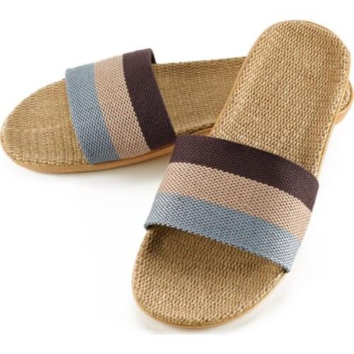 2019 Summer Women Home Slippers Indoor Linen Slides Soft Lightweight Casual Couple Shoes Flax Flip Flops New Arrival Comfortable