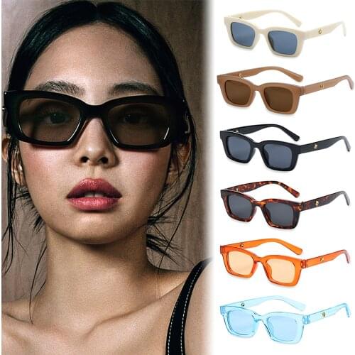 2021 Rectangle UV400 Protection Sunglasses Women Retro Driving Glasses 90s Vintage Fashion Narrow Square Frame Eyeglasses