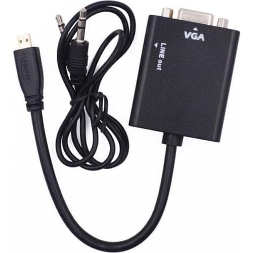 100pcs/lot micro HDMI to VGA with Audio Cable For HD HDTV PC Laptop Notebook Monitor