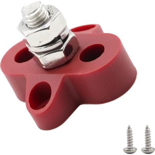 DC 48V Dual Heavy Duty Terminal Stud M8 Power Distribution Block Red Negative Power Distribution Studs M8 Red Dropshipping