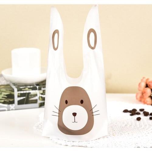 50Pcs/Lot of Cute Rabbit Long Ear Gift Bag Biscuit Plastic Candy Gift Bags and Dessert Baking Activity Party Decorate Supplies