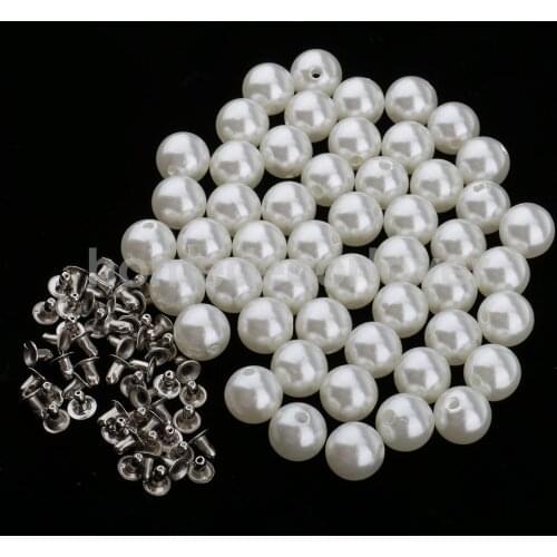 50pcs Pearls Rivets Studs Buttons for DIY Leather Bag Shoes Clothes Decoration 6/8/10/12mm