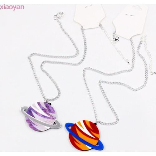 Acrylic Saturn Necklace Space Jewelry Galaxy Planet Necklace Pendant