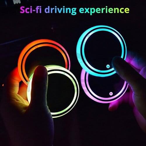 Car LED Coaster 7 Color Luminous RGB Light Mat With Light Sensor Vibration Sensor Practical Energy Saving Cup Pad Decoration