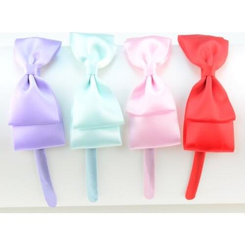 30pcs/lot 20 Color U Pick 4.9" Large Satin Ribbon Hair Bows With Hard Headband Back To School Bow Girls Birthday Gift FDA227
