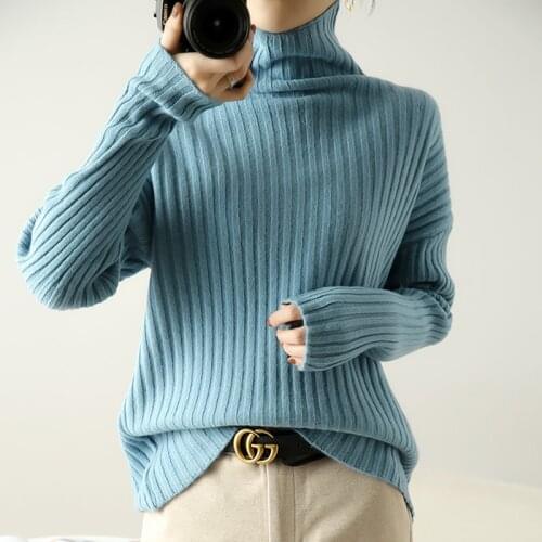 BELIARST Autumn and Winter New Draw 100% Pure Wool Woman Turtleneck Thickened Pullover Slim Lazy Warm Cashmere Sweater