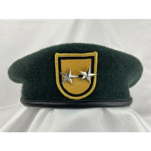 US ARMY 1ST SPECIAL FORCES GROUP GREEN WOOL BERET TWO STARS MAJOR GENERAL RANK