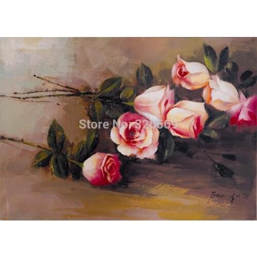 Free shipping pink roses reproduction painting canvas oil painting WK-- (330)A