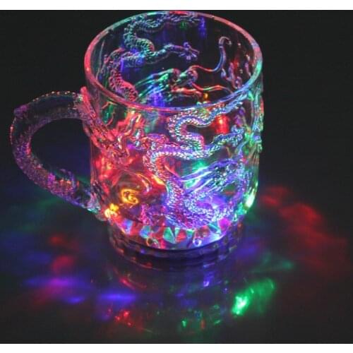 Glasses Beer Cup Dragon LED Inductive Rainbow Color Flashing Light Glow Mugs For Party