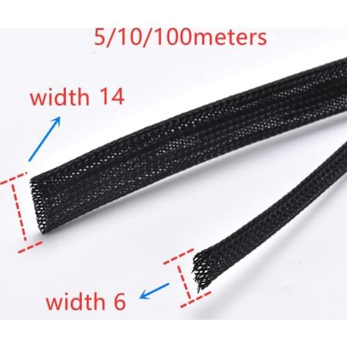 Black Insulated Braid Sleeving 2/4/6/8/10/12/15/20/25mm Tight PET Wire Cable Gland Protection Cable Sleeve