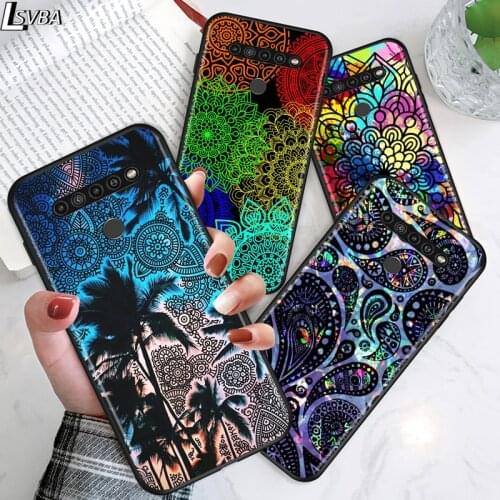 Mandala Flower for LG G8 G8S G8X V30 V35 V40 V50 V60 ThinQ Q60 K40 K50 K51 K61 K71 K92 K62 Soft Black Phone Case