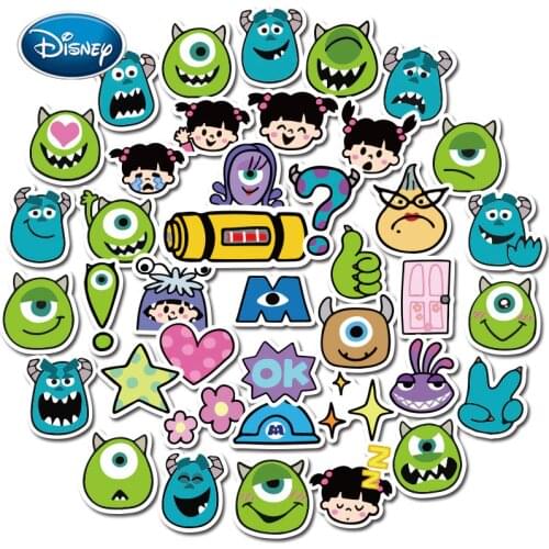Disney 40pcs Green Monster Power Company Graffiti Sticker Anime Cute Sticker DIY Personality Children Stationery Sticker Set