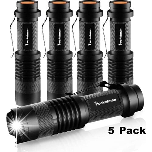 5 Pack 4000lm LED Flashlight Ultra Bright linterna led Adjustable for Kids Child Camping Cycling Hiking Emergency Torch