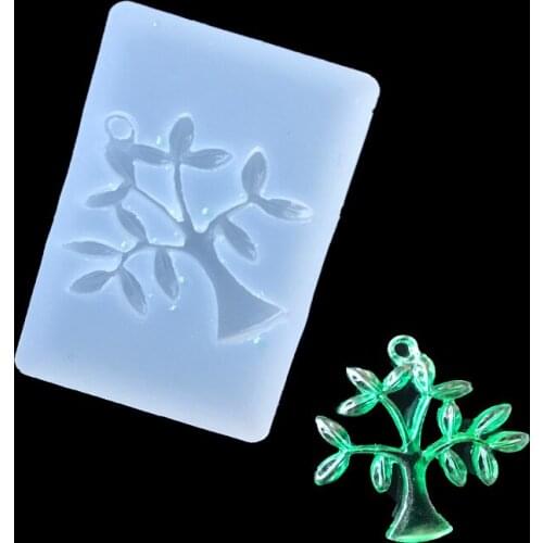Crystal Epoxy Free Punch Hole Lucky Tree Pendant Silicone Mold DIY Handmade Jewelry Q144