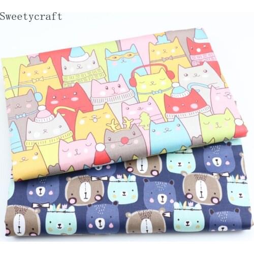 Cartoon Cat Cotton Fabric Per Half Meter Children Dress Cloth 2021 for diy Sewing Skirt Material Hometextile Clothes 160x50cm