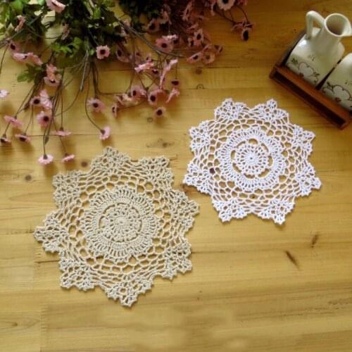 Table Mat Handmade Crochet Woven Floral Pattern Lace Cotton Doily Placemat Pad Kitchen Home Decor