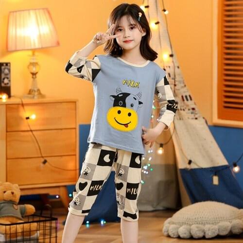 Summer Short Sleeve Cotton Baby Girls Pajamas Children Sleepwear Boy Night Suits Teens Pajamas Pyjamas Kids Pijamas Animals