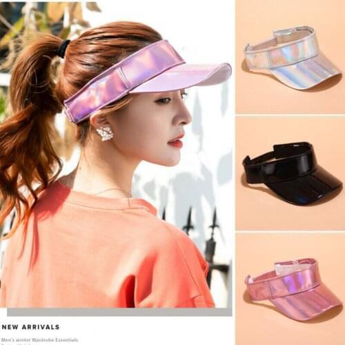 Summer Women Men Unisex Laser Cap Visors Hats Outdoor Travel Girls Solid Color Sports Beach Hat Adjustable Women Visor Cap