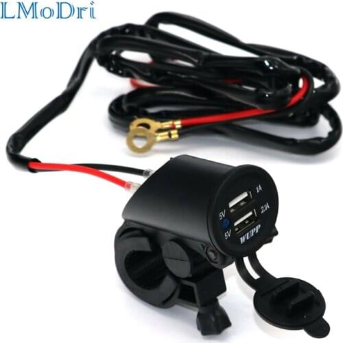 LMoDri Free Shipping Universal Motorcycle Waterproof Dual USB Phone Charger Motorbike Handlebar GPS 12V Power Supply 2.1A