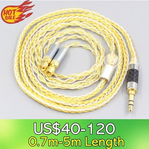 LN007301 8 Core OCC Silver Gold Plated Braided Earphone Cable For HiFiMan HE400 HE5 HE6 HE300 HE4 HE500 HE6 Headphone