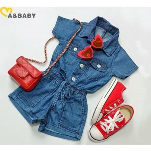 Ma&Baby 6m-4Y Summer Toddler Newborn Baby Girls Denim Jumpsuit Fashion Solid Color Romper Kid Baby Clothing Costumes Playsuit