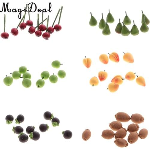 MagiDeal Exquisite 10Pcs/Lot Polymer 1/12 Scale Dollhouse Miniatures Mini Fruits Food for Child Party Game Decor 15x4mm 6 Kinds