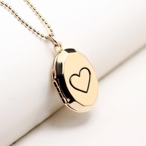 Petite Elliptical Photo Phase Box DIY Floating Locket Heart Necklace Pendant Fragrance Essential Oil Diffuser for Women