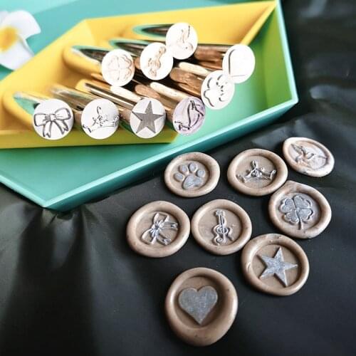 Mini Copper 1.5cm Double-sided Copper Seal Cylindrical Wax Seal Dolphin Love Seal Envelopedecoration Accesory
