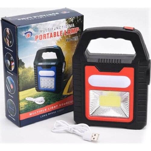 USB strong light long-range solar flashlight, LED searchlight, rechargeable COB inspection light, cast light flashlight