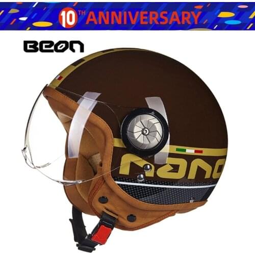 Free shipping 1pcs Motorcross Motorbike Scooter DOT Casco Vintage Leather 3/4 Open Face Motorcycle Helmet with Lens visor