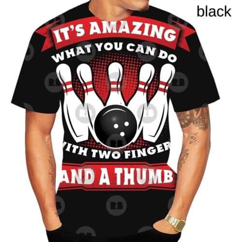 Bowling T Shirt Men Cool Funny Creative Round Neck Tee Shirts XS-5XL