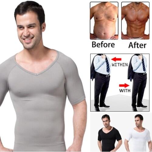 2020 Mens Body Shaper Shirt Men Belly Control Tummy Modeling Corset Compression Fitness Seamless Vest Elastic V-neck Shapewear
