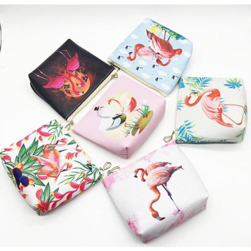 New Multi-function Creative Cartoon Bird Zero Wallet Key Package Of Flamingo PU To Collect Packet Key Coin Bag