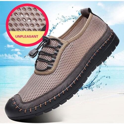 New Mesh Summer Men Casual shoes Breathable Footwear Mesh Cloth Men Loafers Soft Flats Sandals Handmade Male Driving Shoes