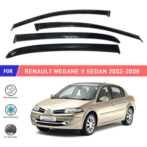 Window deflectors for Renault Megane II Sedan 2002-2008 car window deflector wind guard vent sun rain visor cover car styling