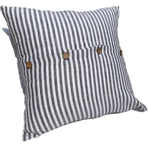 Yarn Dyed Strip 100% Pure Linen Cushion Cover Square Linen Pillowcase