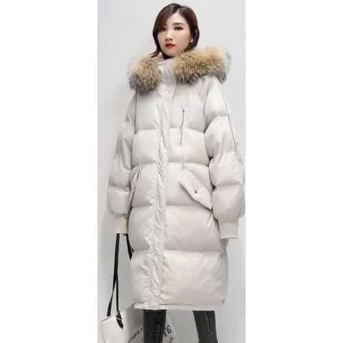 Ladies Fashionable Solid Oversize Coat Thick Warm Winter Down Jacket Women 2021 New Full Sleeve Fur Collar Hooded Chic Parka
