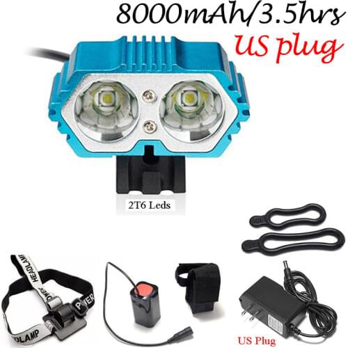 3-12V Power Input Led Bike Lamp Headlight Wide Voltage Rechargeable Bicycle Front Light 2T6 Head Mount MTB Cycle Riding Headlamp