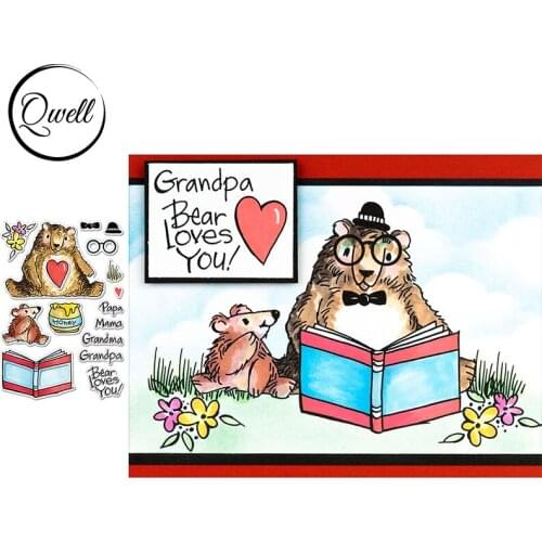 QWELL Clear Silicone Stamps Bear Rat Papa Mama Words DIY Scrapbooking Craft Album Paper Cards 2020 New