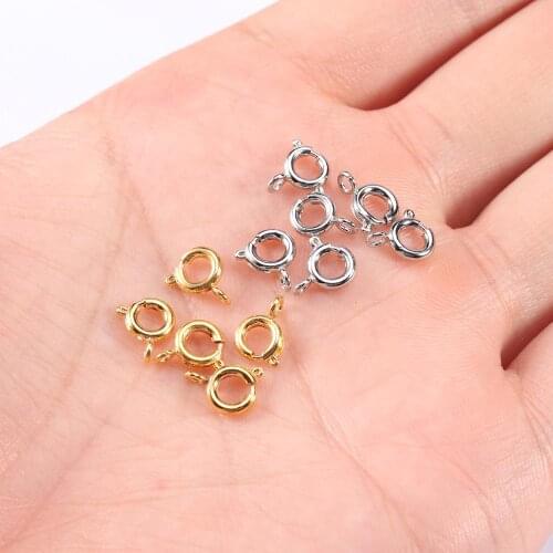 30pcs/lot Gold Silver Spring Ring Clasp With Open Jump Ring jewelry Clasp For Chain Necklace Bracelet Connectors Jewelry Making