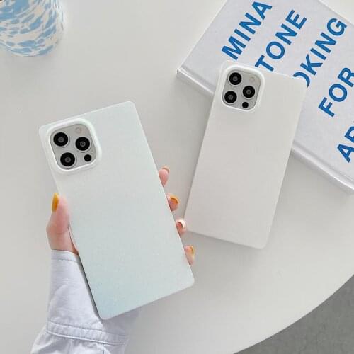 Luxury Laser Square Shockproof Soft Rubber Back Phone Case Cover Shell For iPhone 7 8 Plus 11 12 Pro Max X XR XS Max Skin