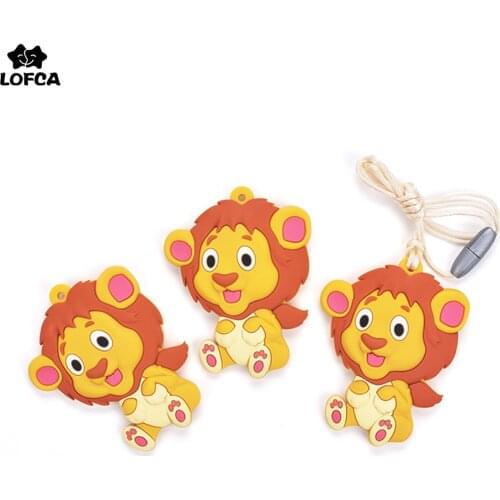 Silicone Cartoon Teether Lion 1pc Silicone Pendant Necklace Teething Toy for Baby BPA Free Silicone Baby Carrier Holder Toy