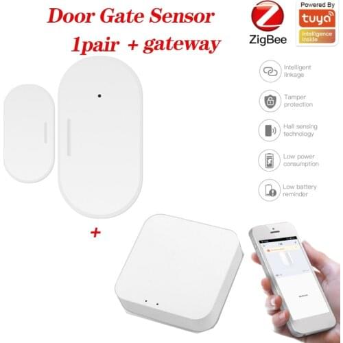 Tuya Smart ZigBee Door Sensor Door Open / Closed Detectors Wifi Home Alarm Compatible With Alexa Google Home Tuya APP