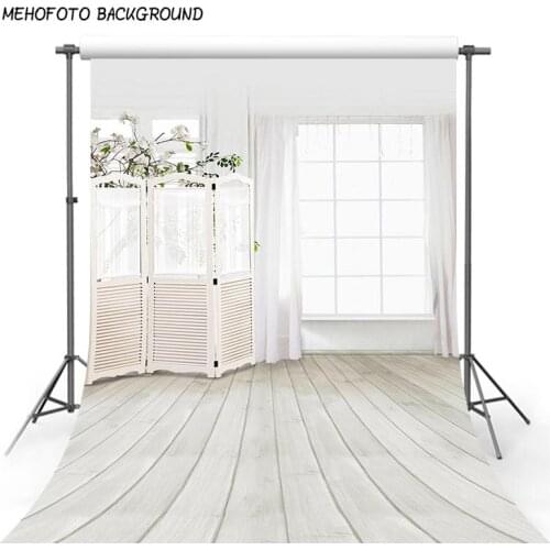 Wedding Background Photography White Wood Floor Curtain Backdrops for Photo Studio Flowers Tree Indoor Background for Photos