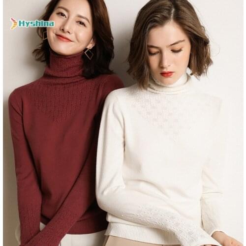 High Neck Sweater Womens Winter New Collar Bottoming Sweater Large Size Hollow Out Sweater